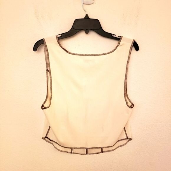 And Now This Cream Brown Trimmed Corset Style Crop Top Size Jr. Plus 2X NWT - Picture 6 of 9